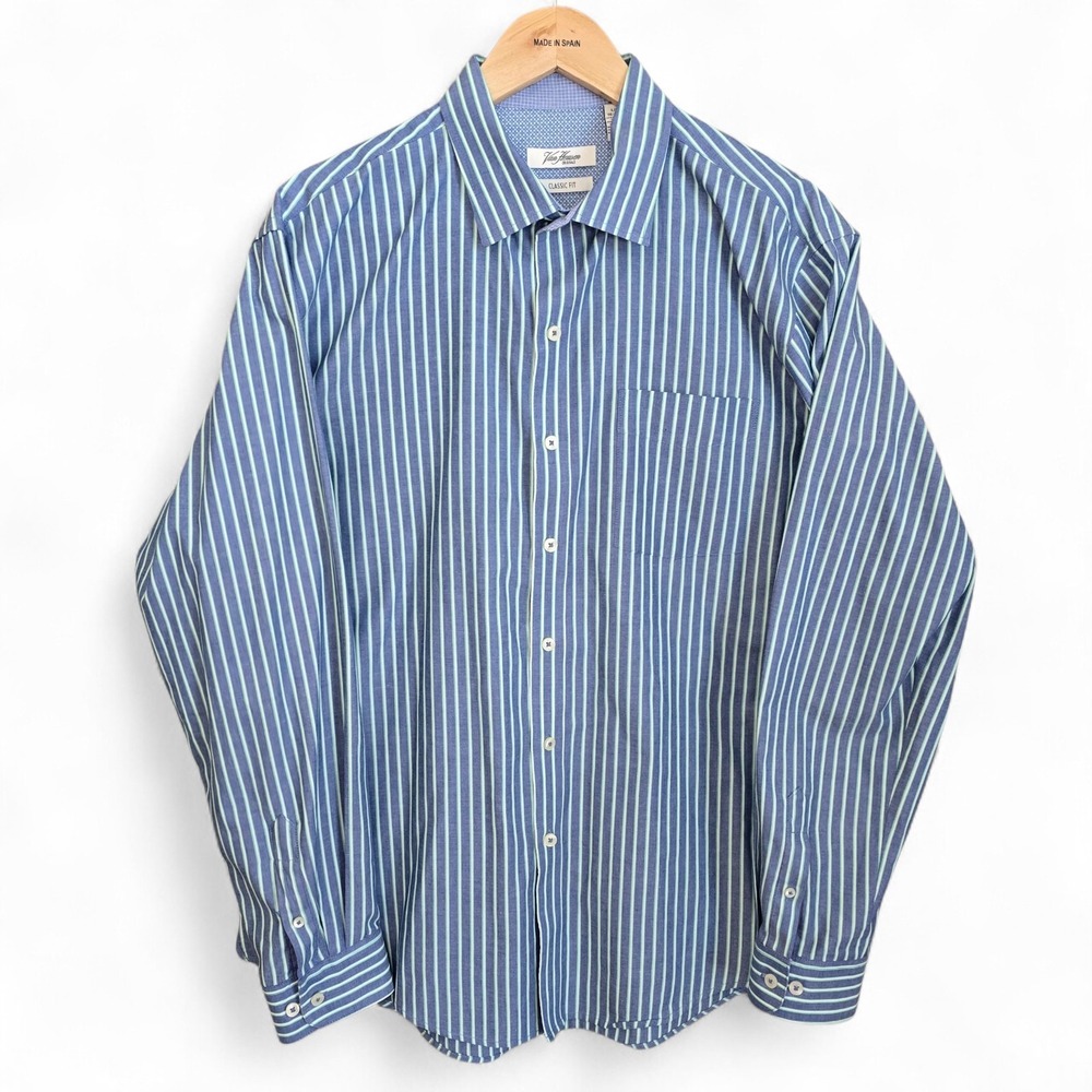 Van Heusen Dress Shirt Mens Large 16-16.5 Button Up Classic Fit Cotton Blend